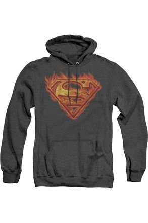 Gildan Superman Hot Metal Adult Heather Hoodie / Hooded Sweatshirt