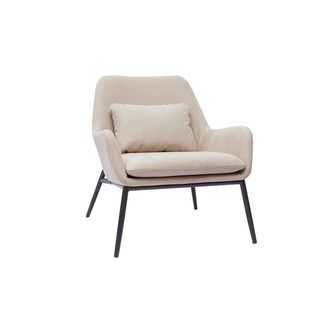 Miliboo Sill&oacute;n Moderno De Tejido Efecto Aterciopelado Beige Y Metal Negro Maxine