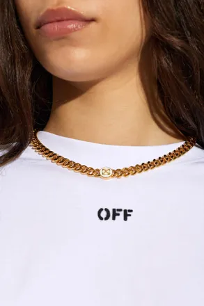 Off-white Short Necklace, Womens, Gold
