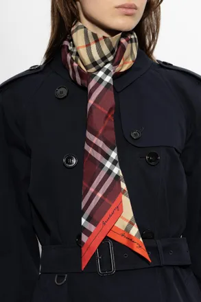 Burberry Silk Scarf, Unisex, Brown