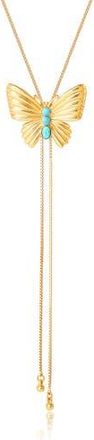Jessica Simpson Gold-Tone Butterfly Y-Lariat Necklace with Green Crystal at Nordstrom, Size 18