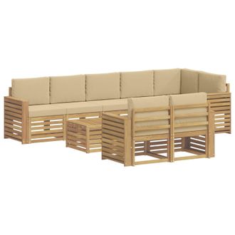 vidaXL Conjunto De Sof&aacute;s De Exterior 9 Uds. Y Beige Poli&eacute;ster Vidaxl