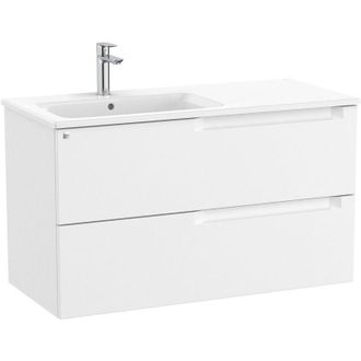 Roca Pack Mueble Base De 2 Cajones + Lavabo Aleyda Roca Color: Blanco Mate - Medidas: 1005x460x565 Mm - Posici&oacute;n Del Lavabo: Izquierda