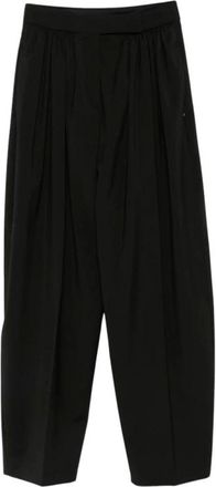 Sportmax Broeken, Dames, Zwart, S, Wol, Zorro Wijde Broek