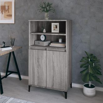 vidaXL Aparador Alto De Madera Contrachapada Gris Sonoma 60x36x110 Cm Vidaxl