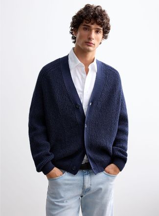 BOSS Mens Andemo ribbed-collar Cardigan Sweater