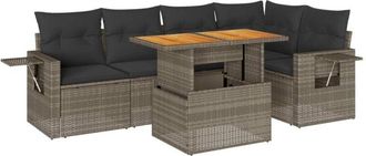 vidaXL Set De Muebles De Jard&iacute;n 6 Pzas Y Cojines Rat&aacute;n Sint&eacute;tico Gris Vidaxl