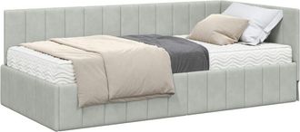 vidaXL Estructura De Cama Esquina Con Colch&oacute;n 2 Pcs Gris Claro Vidaxl