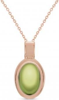 Allurez Oval Natural Cabochon Peridot Pendant Necklace 14K Rose Gold (0.86ct)