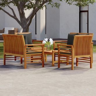 vidaXL Juego De Muebles Jard&iacute;n 5 Pzas Con Cojines Madera Maciza Acacia Vidaxl