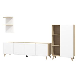 Dmora Set De Muebles De Sala Colverde, Modular, 7 Estantes, Apertura Abatible, Blanco