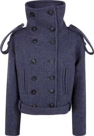 7 For All Mankind Coat Double Breasted High Neck