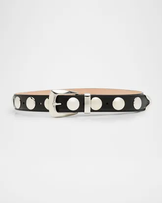 Khaite Benny Silvertone Studded Leather Belt