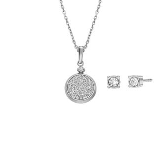 Fossil Womens Core Gifts Stainless Steel Stud Earrings and Necklace Set