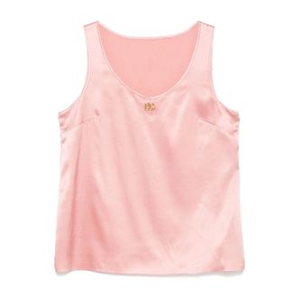 Dolce & Gabbana Sleeveless Tops, female, Pink, Size: XS Luxury Silk Vison Top