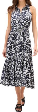 Allison Juniper Midi Dress In Black/ivory