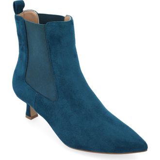 Journee Collection Pointed-Toe Vegan Leather Bootie in Blue at Nordstrom Rack, Size 9