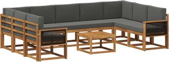 vidaXL Conjunto De Sof&aacute;s De Exterior 10 Uds. Natural Y Antracita Vidaxl