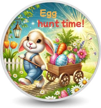 OEM Hora De La B&uacute;squeda De Huevos: Moneda De Plata De 1 Oz Del Carro De La Alegr&iacute;a Del Conejito