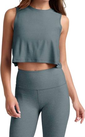 Beyond Yoga Featherweight Minimal Cropped Tank In Storm Heather