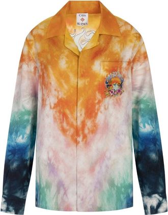 Casablanca Overhemden, Dames, Veelkleurig, L, Multi Colour Zijden Shirt met Lange Mouwen
