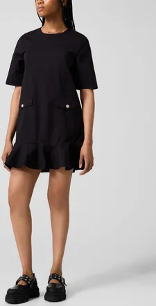 Ganni Womens Ruffled stretch cotton mini-dress