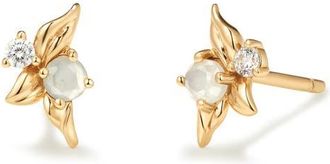 Made by Mary Lumi Flora Stud Earrings in Gold Vermeil/Clear at Nordstrom