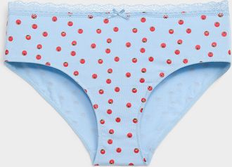 Miiyu Womens Satiny detail lace waistband classic brief Organic cotton