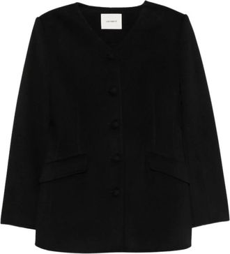 Lisa Yang V-hals enkellaags jas - Dames - Blazers - Zwart - M - Jassen
