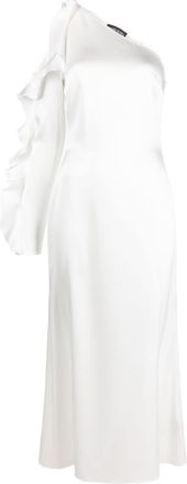 DAVID KOMA Ruffle Detail One Shoulder Midi Dress