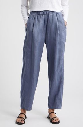 Eileen Fisher Pleated Organic Linen Lantern Pants in Flint at Nordstrom, Size Xx-Small