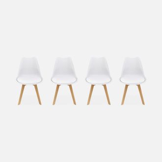 Sweeek Sweeek - Silla Escandinava Acero, Set De 4, Nils, Blanco, 47x55x81 Cm