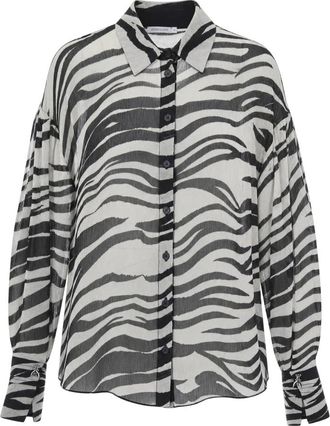 Patrizia Pepe Zebra Print Creponne Shirt - Dames - Overhemden - Veelkleurig - XS - Polyester - Overhemden
