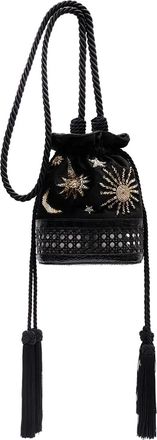 Isla Borsa a secchiello in velluto con ricamo - Nero