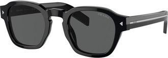Prada Sunglasses Round Full Rim, Black Frame And Dark Grey Lens Pra16S16K731