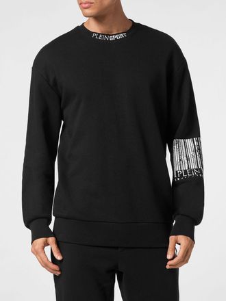 Plein Sport Felpa girocollo in jersey con stampa grafica e logo a contrasto