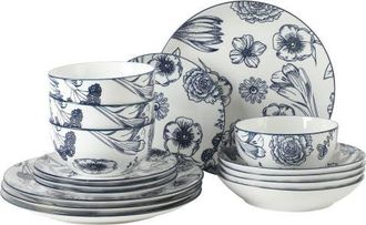 Gibson Home Westerly Court Stoneware Dinnerware Set in Blue/w at Nordstrom