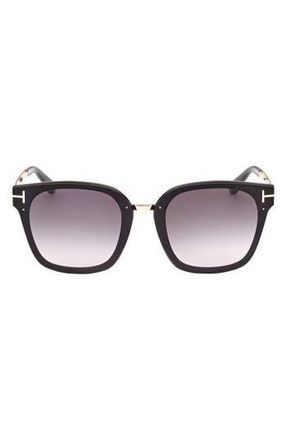 Tom Ford Philippa 68mm Gradient Square Sunglasses in Shiny Black/Smoke at Nordstrom Rack