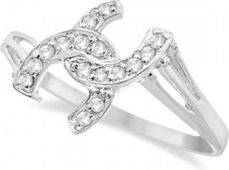 Allurez Double Horseshoe Diamond Ring in 14K White Gold (0.10ct)