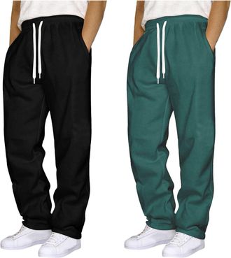 Generic 1/2/3 Pack Joggers for Men UK Tracksuit Jogging Bottoms Fleece blackJoggers Open Hem Sweatpants with Pockets Drawstring Trousers Gym Workout Loose Car