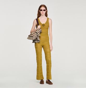 Sandro Floral pointelle knit top