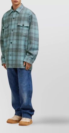 Ami wool plaid shirt jacket