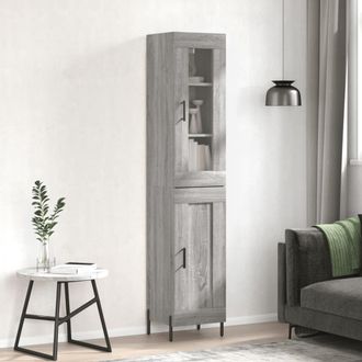vidaXL Aparador Alto Madera Contrachapada Gris Sonoma 34,5x34x180 Cm Vidaxl