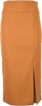 Patrizia Pepe Elegante rok met elasthaanmix - Dames - Midirokken - Oranje - M - Polyester - Rokken