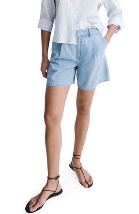 Mango Amelie Pleated Bermuda Shorts in Light Blue at Nordstrom, Size 12