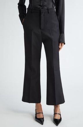 Bite Studios Credo Frill Organic Wool Flare Trousers in Black at Nordstrom Rack, Size 6 Us / 10 Uk