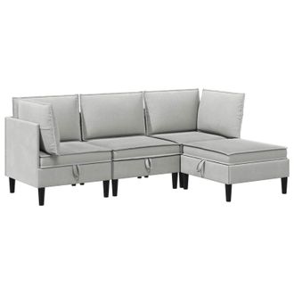 vidaXL Juego De Muebles De Sal&oacute;n 4 Uds. Gris Claro Tela Vidaxl