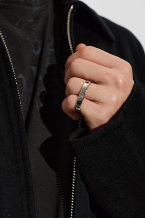 Maison Margiela Double Ring With Engraved Logo, Womens, Silver
