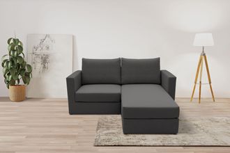 Domo Collection 2-Sitzer »Bibury smartes, modulares Ecksofa aus Sofa & Hocker mit Schlaffunktion« Sitzfläche mit Federkern, inkl. 2 Rückenkissen und Staufach im Hocke