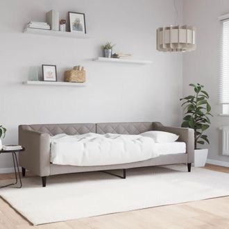 vidaXL Sof&aacute; Cama Con Colch&oacute;n Tela Gris Taupe 80x200 Cm Vidaxl